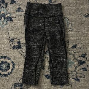 Lululemon Athletica Black and Gray Capris with Wide Waistband